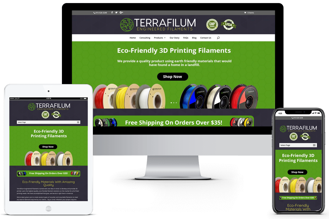 Terrafilum responsive mockups